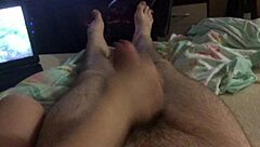 teen 18+ receives hard spit handjob