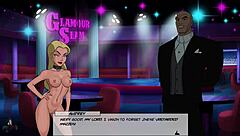 Princess maid's shaved blonde ass gets voyeured in DC Comics hentai cartoon pussy cock scene