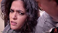 Baldheaded Goon Fucks Two Bound Babes in Deepthroat BDSM!