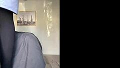 Hot ebony college freshman gives blowjob and gets fucked by older guy