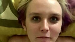 Jenn gets covered in cum from monster cock