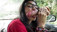 Horny Desi College Teen Sucks And Fucks Dildo Intensely In Car