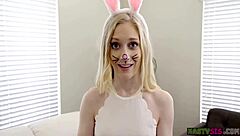 Emma Starletto's petite teen body bent over for doggystyle fucking