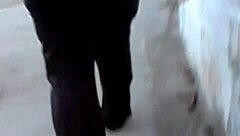 Latina culona gets intense groping and cumshot on ass from behind