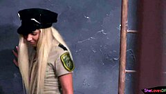 Hot blonde cop gets her ass ravaged in a wild threeway with friends