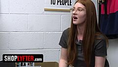 Shoplyfter slim redhead teen 18+ slinks out of jail time