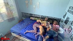 cuckold couple with latina and fat guy