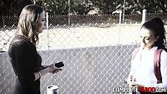 Teen 18+ gets pussy licked in taboo 3some doggystyle