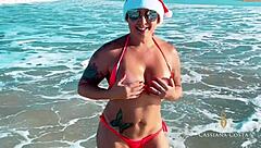 I became the meal in this christmas lesbian handjob and riding