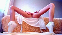 one sunny morning, sweet evaava rode a big dildo hard