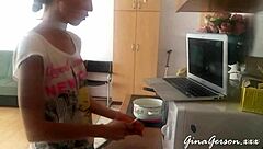 Cooking Russian Borscht At Home With Blonde Teen