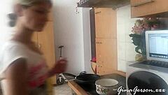 Cooking Russian Borscht At Home With Blonde Teen