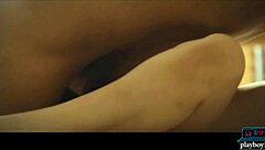 Excited partner returns home to big natural tits