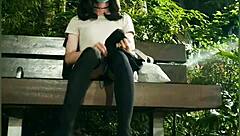 Public Park Exposure with Taiwanese Whore in Wild Cumshot Action