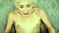 Creepypa sexy blonde orgasms repeatedly during phone sex blowjob.