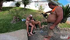 amaya takayo acts as girlfriend to tattooed guy behind cameras