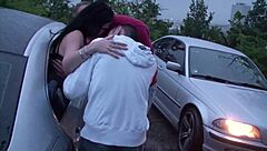 Young woman joins public gangbang orgy!