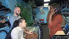 Watch this babe get wrapped in cling film on the desk for cash sex?