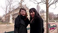 I'm watching Bianca and Melany's naughty lesbian threesome in lingerie.