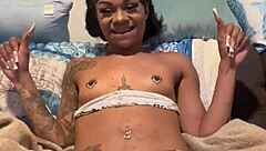 Look at this petite 18+ with tattoos masturbating her creamy pussy solo