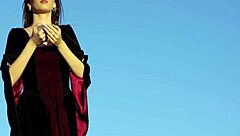 Big Tits Brunette Masturbates Publicly On Rock!