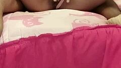 Hand masturbation turns to vibrator play with dildo on big ass latina pussy.