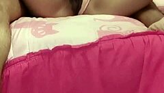 Hand masturbation turns to vibrator play with dildo on big ass latina pussy.