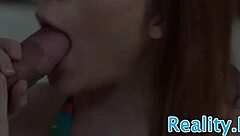 Redhead teen 18+ rides cock then poses in spoon position