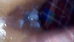 latina milf gives handjob to small cock before creampie and anal