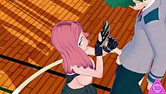 mei hatsume and midoriya have uncensored sex with blowjob handjob cumshot