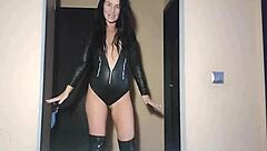 Cuckold Eats Cumshot From Mistress Ass