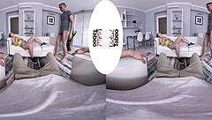 what are you doing? redhead gives handjob blowjob to shaved pussy pov