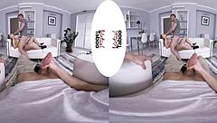 what are you doing? redhead gives handjob blowjob to shaved pussy pov