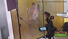 Brazilian Blonde's Huge Tits Tease In Shower