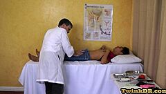 asian twink gets fucked by dildo in doctor's office during work