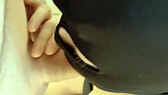 Big tits teen whore gives homemade blowjob to cock