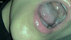 she feels my fresh cum slowly running into her mouth with her tongue