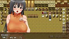 Minako cheats in English hentai game!