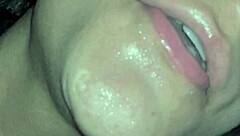 she feels my fresh cum slowly running into her mouth with her tongue