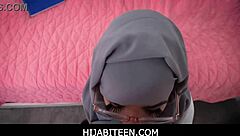 Hijabiteen Lucky Stud Pounds Middle-Eastern Pussy Hard and Covers Pretty Face with Huge Jizz Load in POV Group Bang