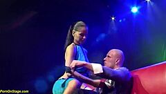 b's huge dick gets deepthroat action on a public stage