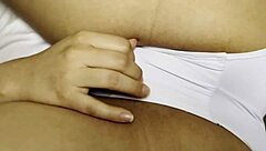 my latina girlfriend shows her white panties and cameltoe