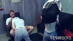 Four twinks engage in gay orgy