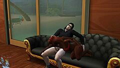 Blonde And Brunette Threesome On Beach With Transsexual Blowjob!