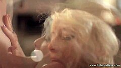 Blonde Milf Gives Intense Sensual Blowjob to Couple