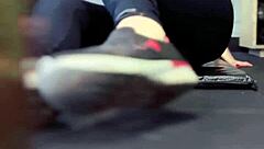 Lesbian Trainer Gets Wet Ass Dripping in Public Gym Outdoor