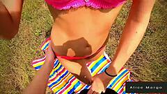 i'm fucking this blonde in doggystyle outdoors, bent over