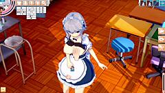 Touhou Sakuya Tit Rubbing in 3D Big Tits Hentai Game.