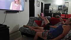watching tv with sister-in-law, aroused, blowjob, penetration