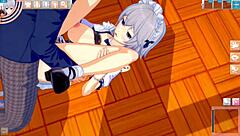 Touhou Sakuya Tit Rubbing in 3D Big Tits Hentai Game.